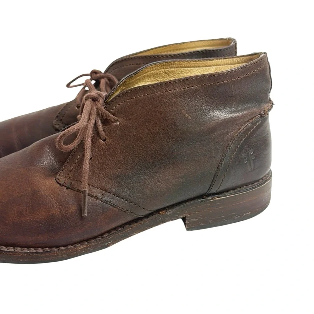 FRYE Mens Oliver Chukka Leather Boots Lace Up Brown Size 11D